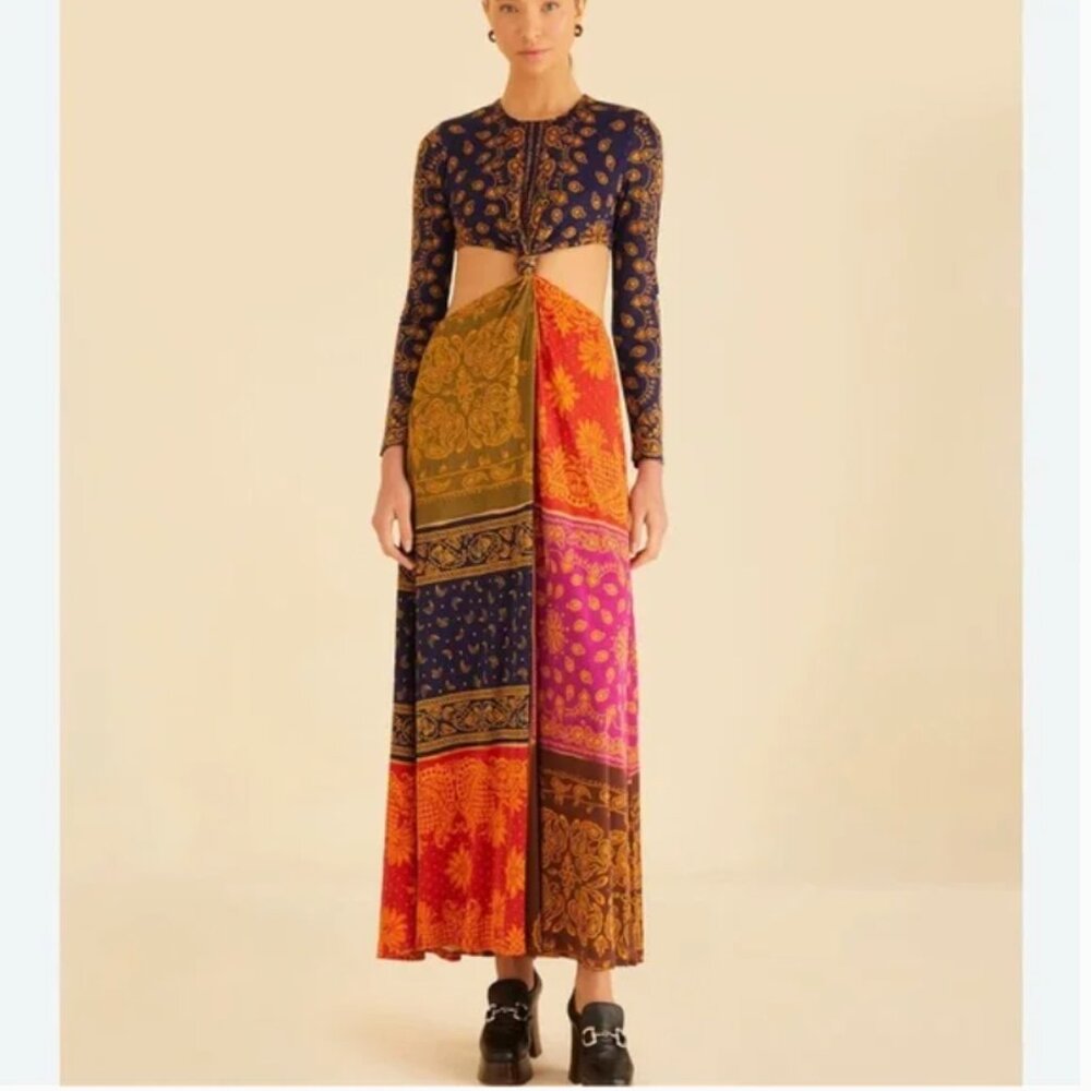 FARM Rio NWOT Bandana Dream Cut Out Maxi Dress size S